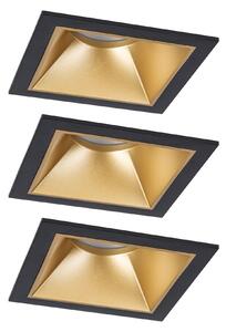 Paulmann 93129 Cole Coin, set bodovek v černo-zlaté úpravě, 3x6W LED 2700K tříkrokové stmívání, 8,8x8,8cm, IP44