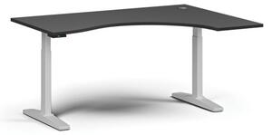 Výškově nastavitelný stůl, elektrický, 675-1325 mm, ergonomický pravý, deska 1600x1200 mm, bílá podnož, grafit