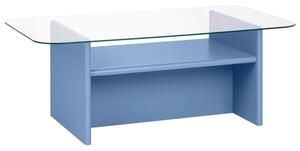 Noo.ma Modrý konferenční stolek Tovo 110 x 63 cm se skleněnou deskou