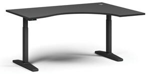 Výškově nastavitelný stůl, elektrický, 675-1325 mm, ergonomický pravý, deska 1600x1200 mm, černá podnož, grafit