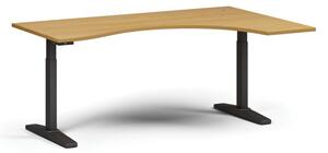 Výškově nastavitelný stůl, elektrický, 675-1325 mm, ergonomický pravý, deska 1800x1200 mm, černá podnož, buk