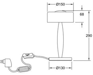Fabas 3761-30-101 Elea, dotyková stolní lampa černá/dřevo/bílé sklo, 8W LED 3000K, výška 29cm