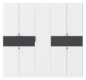Šatní skříň TICAO III alpská bílá/šedá metalická, šířka 226 cm