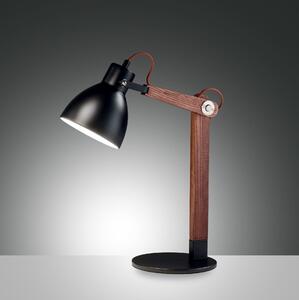 Fabas 3644-30-101 Sveva, pracovní lampička s vypínačem, černý kov/dřevo, 1x40W E27, 35+23cm