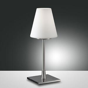 Fabas 2653-31-178 Lucy Big, dotyková stolní lampa nikl/bílé sklo, 1x60W E14, výška 35cm