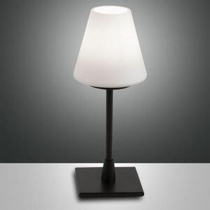 Fabas 3568-30-101 Lucy, dotyková stolní lampa černá/bílé sklo, 1x20W G9, výška 25cm