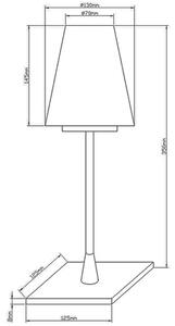 Fabas 2653-31-178 Lucy Big, dotyková stolní lampa nikl/bílé sklo, 1x60W E14, výška 35cm