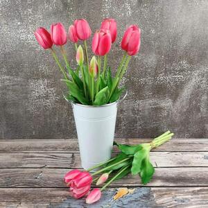 Umělé tulipány gumové (latexové) růžové, 39 cm- svazek 5 ks