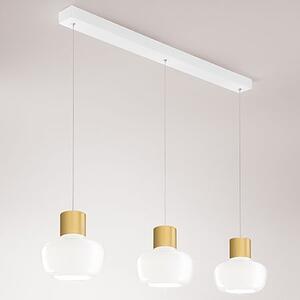 Fabas 3767-48-102 Kino, závěsné svítidlo z bílého skla a zlatého kovu, 3x12W LED 3000K krokové stmívání, délka 92cm