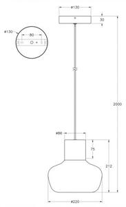 Fabas 3767-40-102 Kino, závěsné svítidlo z bílého skla a zlatého kovu, 1x12W LED 3000K krokové stmívání, prům. 22cm
