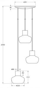 Fabas 3767-47-102 Kino, závěsné svítidlo z bílého skla a zlatého kovu, 3x12W LED 3000K krokové stmívání, prům. 35,1cm