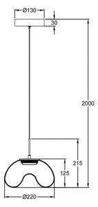 Fabas 3755-41-241 Brena, závěsné svítidlo z čirého skla, 1x10W LED 2700/3000/4000K krokové stmívání, prům. 22cm
