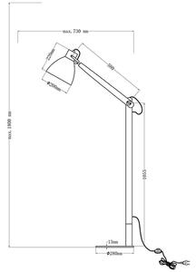 Fabas 3644-11-101 Sveva, čtecí lampa s vypínačem, černý kov/dřevo, 1x40W E27, 105+58cm