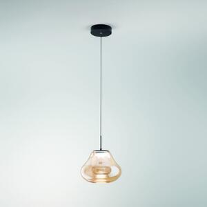 Fabas 3774-40-125 Deva, závěsné svítidlo z jantarového skla, 1x14W LED 2700/3000/4000K krokové stmívání, prům. 25cm