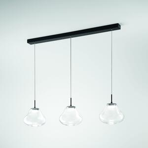Fabas 3774-48-241 Deva, závěsné svítidlo na liště z čirého skla, 3x14W LED 2700/3000/4000K krokové stmívání, délka 105cm