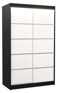 Posuvná skříň LISO, 120x200x58, černá/bílá + LED