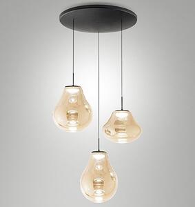 Fabas 3774-47-125 Deva, závěsné svítidlo z jantarového skla, 3x14W LED 2700/3000/4000K krokové stmívání, prům. 50cm