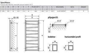 House Level Zet HLZE1090050S905B Radiátor kombinovaný, 50x109,6cm, černá soft