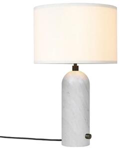 GUBI Bílá mramorová stolní lampa Gravity 49 cm s bílým stínidlem