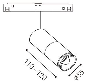 LED2 6092231D Mago Zoom, černý reflektor pro Mag track 48V, 10W 3000K DALI, Ø5,5cm