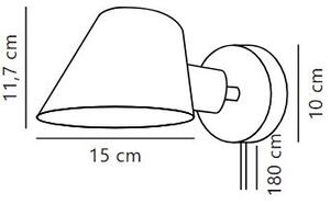 Nordlux 2220381003 Stay, černé nástěnné svítidlo 1xE27 s vypínačem, průměr 15cm