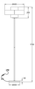 Fabas 3750-10-282 Loto, stojací lampa se stmívačem z foukaného skla se stínítkem z antracitového kovu, 1x40W E27, výška 170cm, průměr 45cm