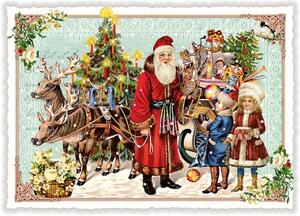 Dům Vánoc Vánoční pohlednice Santa a dětí 15 x 10,5 cm