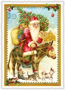 Dům Vánoc Vánoční pohlednice Santa 10,5 x 15 cm