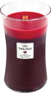 WoodWick vonná svíčka s dřevěným knotem velká Trilogy Sun Ripened Berries 609 g