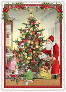 Dům Vánoc Vánoční pohlednice Santa a dětí 10,5 x 15 cm