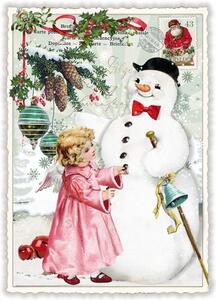 Dům Vánoc Vánoční pohlednice Sněhulák 10,5 x 15 cm