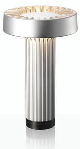 Ambientec Fotica Silver, přenosná lampička ze stříbrného hliníku, LED 1800-2500K dotykové stmívání, Ø13x20,5cm, IP66