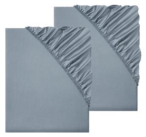 LIVARNO home Sada saténových napínacích prostěradel, 90-100 x 200 cm, 2dílná, modrá (800006408)