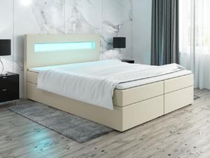 Čalouněná postel s osvětlením LILLIANA 3 - 180x200, béžová eko kůže