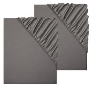LIVARNO home Sada saténových napínacích prostěradel, 90-100 x 200 cm, 2dílná, tmavě šedá (800006406)