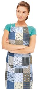 Bellatex Zástěra Adéla Patchwork modrá, 67 x 84 cm