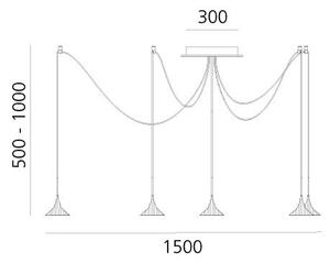 Artemide 1093W10A Unterlinden, hliníkové svítidlo pavouk s texturou dřeva, 5x6,8W LED 2700K, Ø 11,7cm