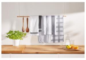 LIVARNO home Sada kuchyňských utěrek a ručníků, 100 % bavlna, 5dílná (bílá/šedá) (100372780001)