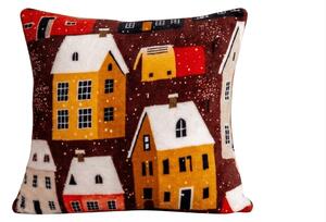Mikroplyšový povlak na polštářek SNOWY VILLAGE 45x45 cm, barevný