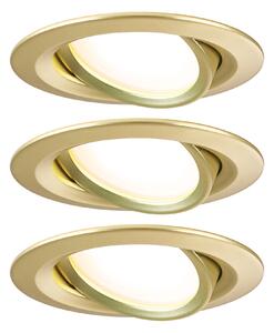 Paulmann 92406 LED Coin Nova round, set kulatých bodovek v matně zlaté úpravě, 3x6W LED 2700K tříkrokové stmívání, prům.8,4cm