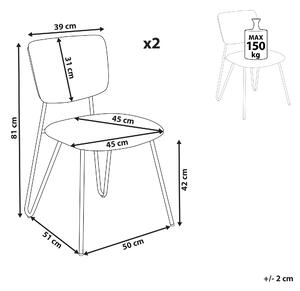 Sada 2 jídelních židlí s buklé čalouněním krémově bílé NELKO