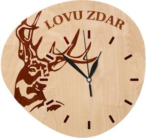 Dřevěné nástěnné hodiny - Lovu zdar!