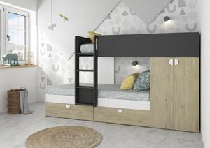 Patrová postel Flip - světlý dub, shade