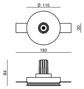 Linea Light CA030JWHMFL Gypsum_Coloring_R1 V2, sádrová bodovka s kulatým rámečkem, 6W 2700K 23.4° 24V, Ø 3cm