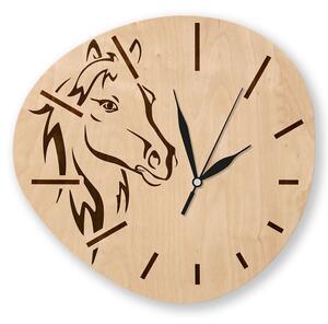 Dřevěné nástěnné hodiny - Kůň