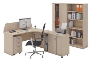 Sestava kancelářského nábytku MIRELLI A+, typ C, pravá, bílá / dub sonoma
