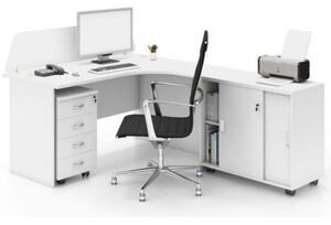 Sestava kancelářského nábytku MIRELLI A+, typ F, pravá, bílá