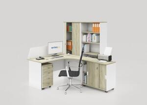 Sestava kancelářského nábytku MIRELLI A+, typ C, pravá, bílá / dub sonoma