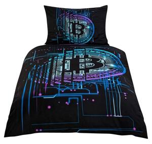 Povlečení 3D-BITCOIN černá, 70x90 a 140x200 cm