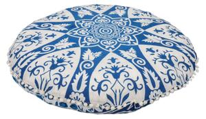 Meditační polštář, kulatý, 80x10cm, Mandala, modro-bílý